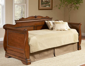 Brown cherry daybed all wooden sleigh designfor extra long mattress 